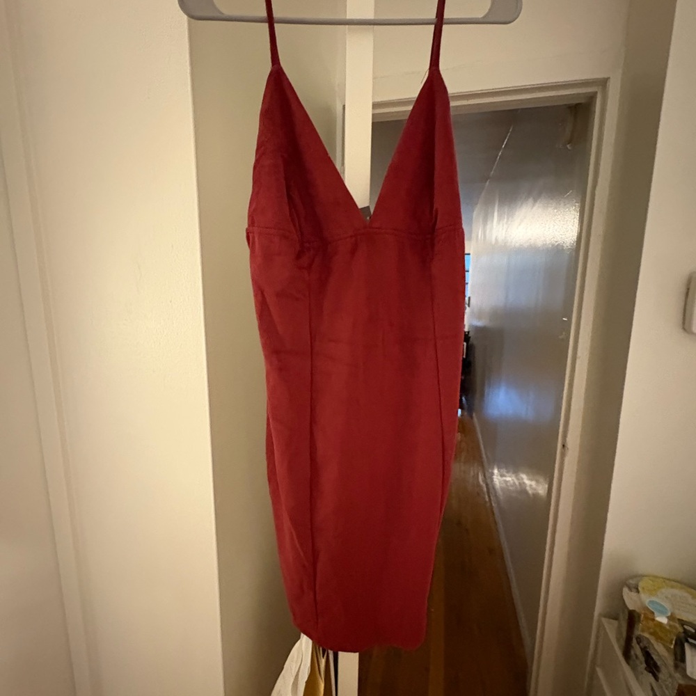 Sexy burgundy V-Neck Mini Dress